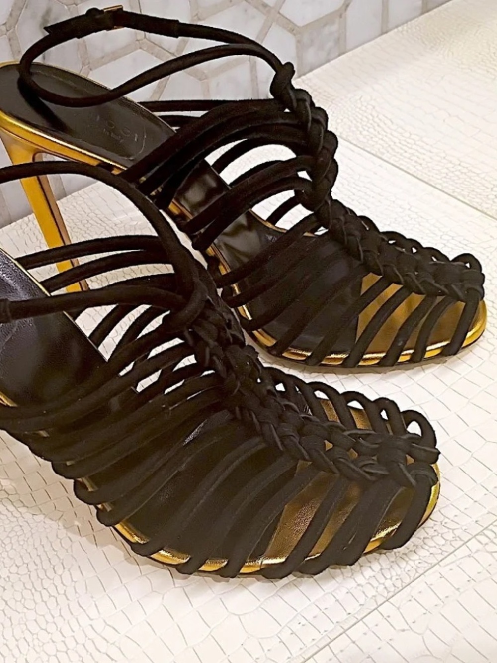 🔥 GUCCI Caged Angelique Heels EU 38.5 US 8/8.5 USED